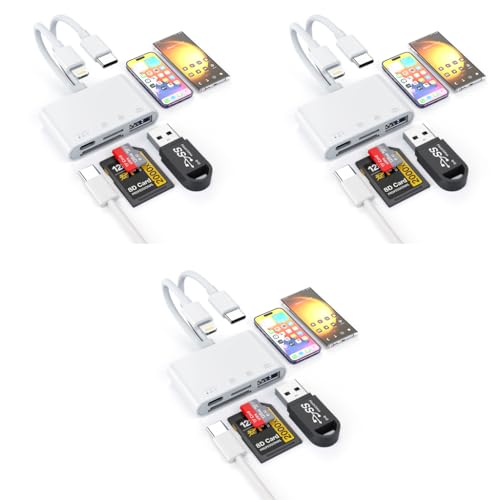 Verilux® Multi Card Reader for iPhone SD Card Reader 4 in 2 USB C Lightning to SD TF Card Flash Drive Reader Support Fast Charging for iOS Devices Portable 3PCS Verilux® Multi Card Reader for iPhone SD Card Reader 4 in 2 USB C Lightning to SD TF Card Flash Drive Reader Support Fast Charging for iOS Devices Portable 3PCS